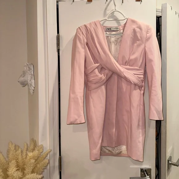 Zara Dresses Zara Light Pink Draped Blazer Dress Size L Poshmark